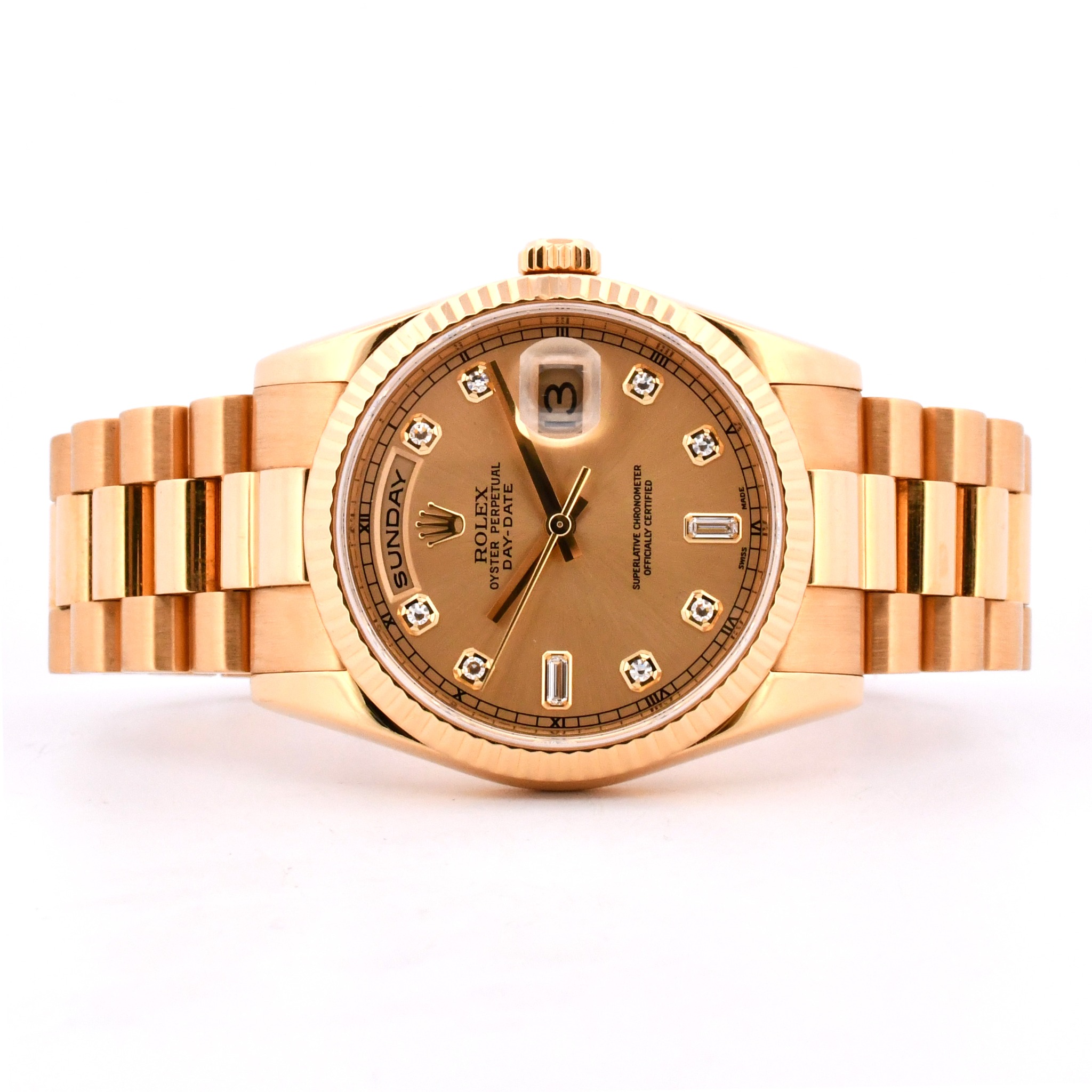 Gold Rolex Day-Date with a diamond index dial from an A&B auction